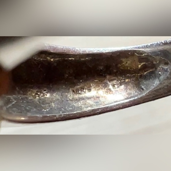 Vintage Designer Signed Sterling Silver & 14k Gold Beaded Blue Topaz Ring - Picture 7 of 11